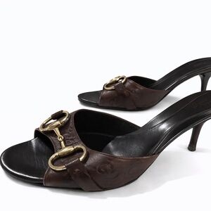 Gucci GG logo Chocolate Brown Slides